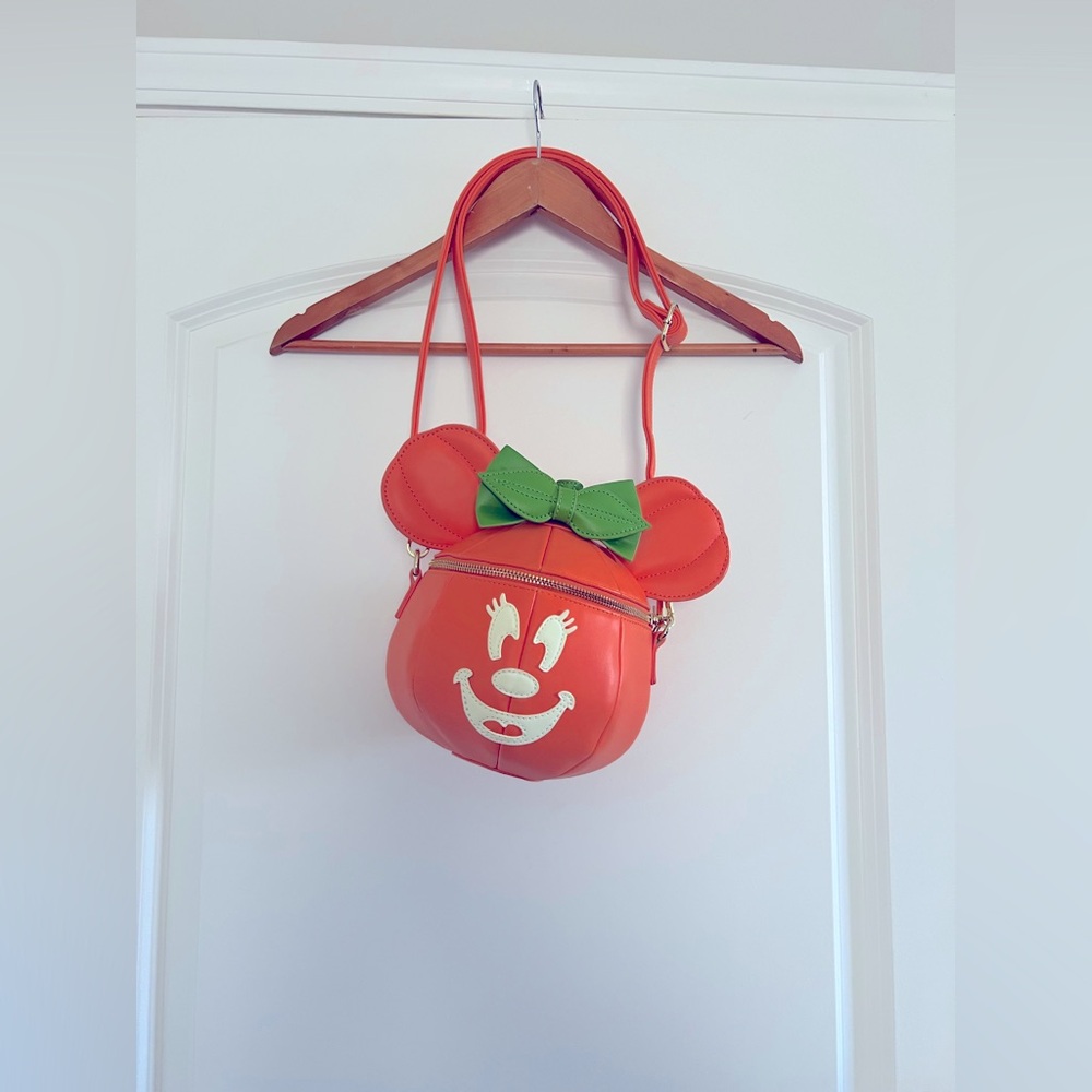 Loungefly Orange and Green Minnie Pumpkin Bag